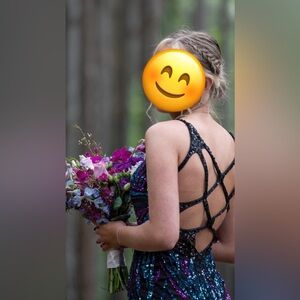 Alyce Paris Purple and Black Sequin Prom Dress